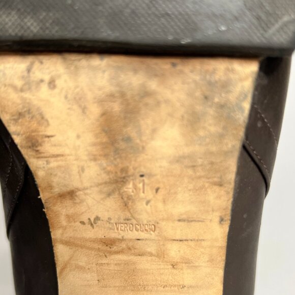 Alexander Wang Moto Boots Size 41 Women's Dark Brown And Black Leather Booties - Picture 10 of 11